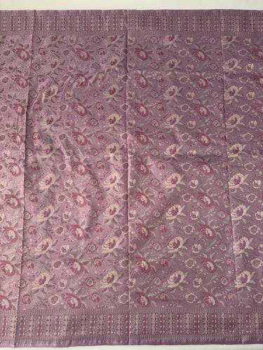 Satin Silk Saree from Banaras| Tanchoi weave | Mauve/Light Purple | Handwoven | No Zari | Silk Mark Certified | Ships from California